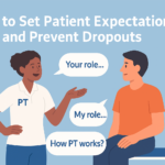 Illustration of physical therapist setting expectations with a new patient